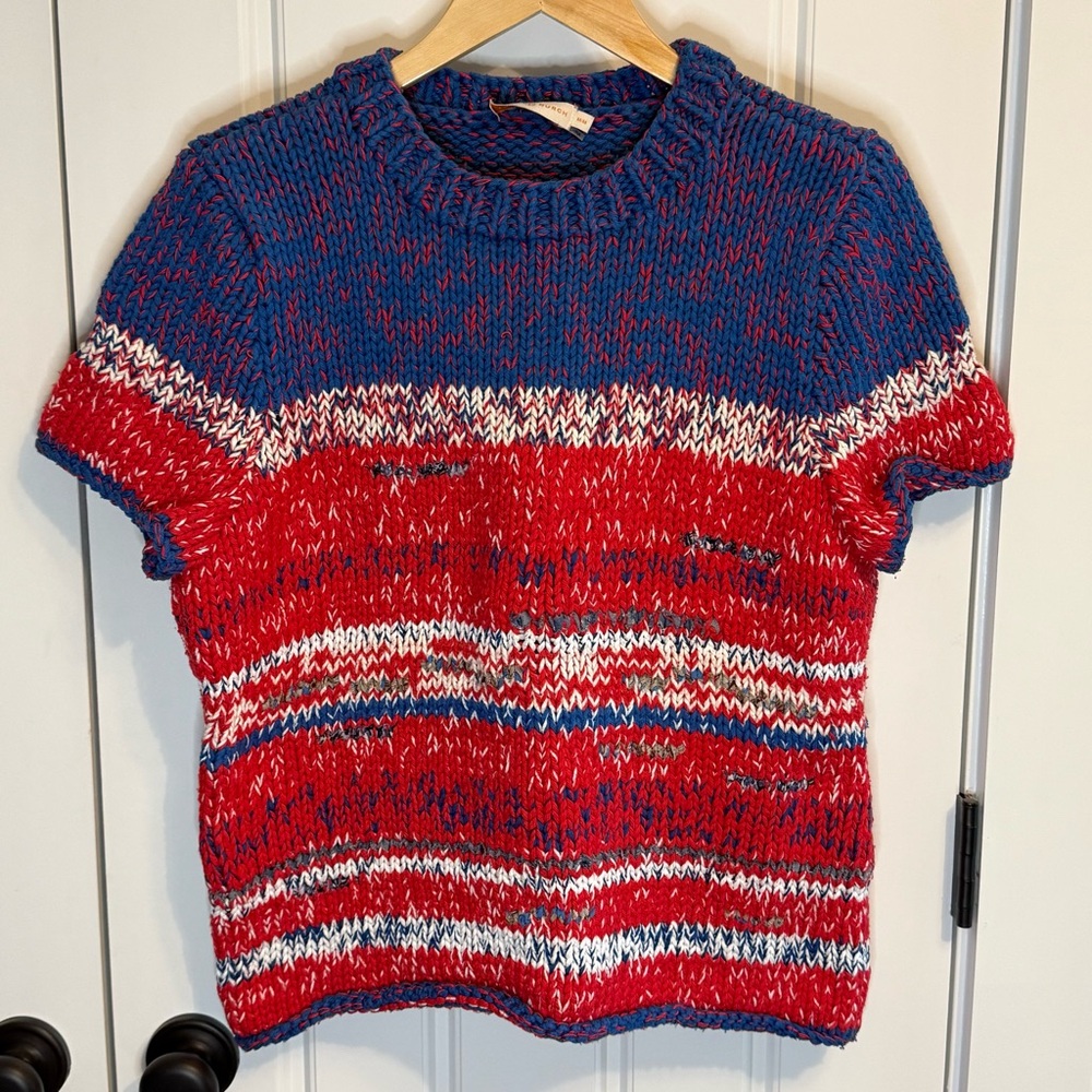 Tory Burch Blue and Red Knit Sweater